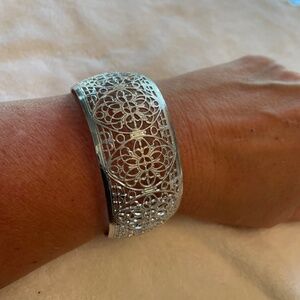 Silver toned Filigree 2 inch Bracelet